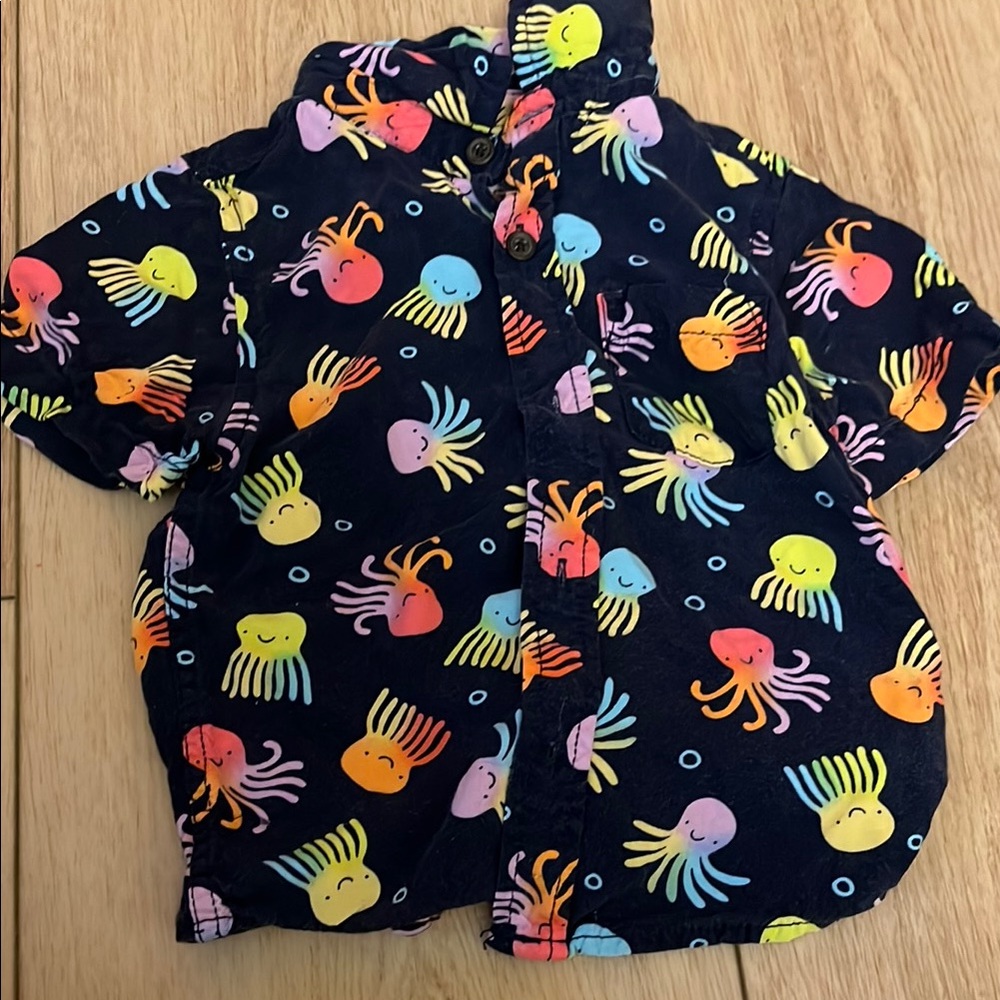 Cat & Jack Black Button Down Shirt Short Sleeves